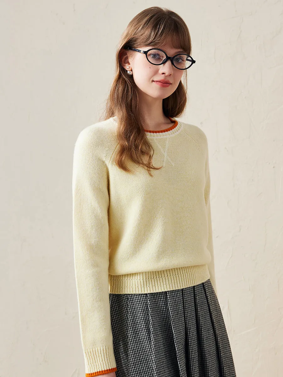 100% Wool Women's Contrast Trim Knit Sweater sold by COMOBOCA product image thumbnail 2