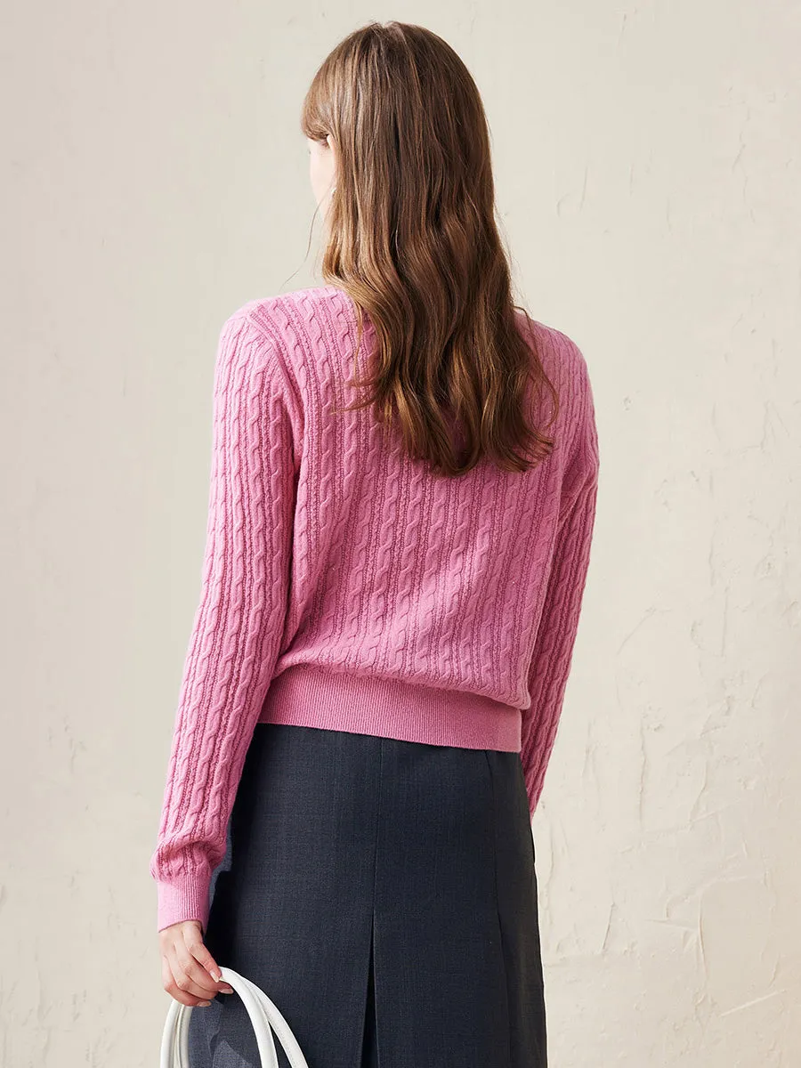 100% Wool Women's Cable Knit Cardigan sold by COMOBOCA product image thumbnail 3