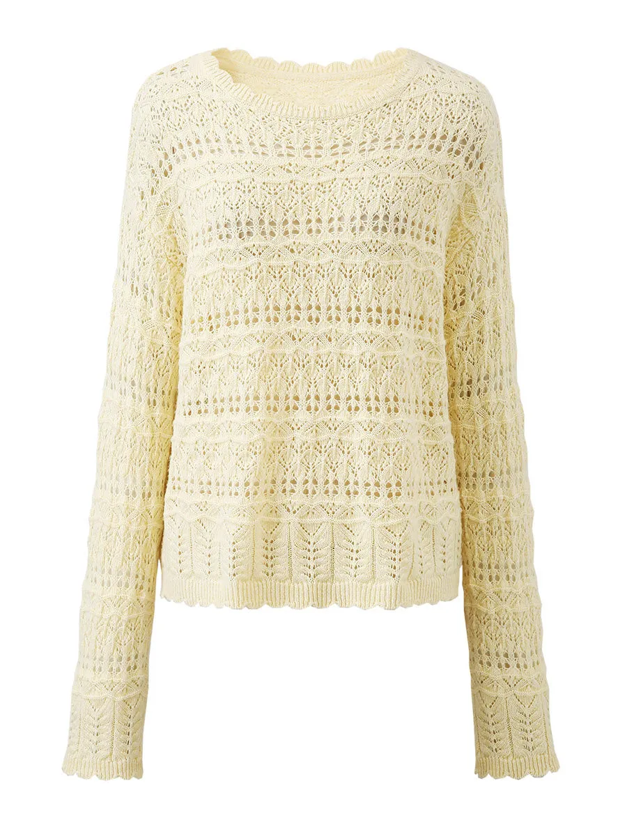 100% Wool Women's Lace Ribbed Knit Sweater sold by COMOBOCA product image thumbnail 5