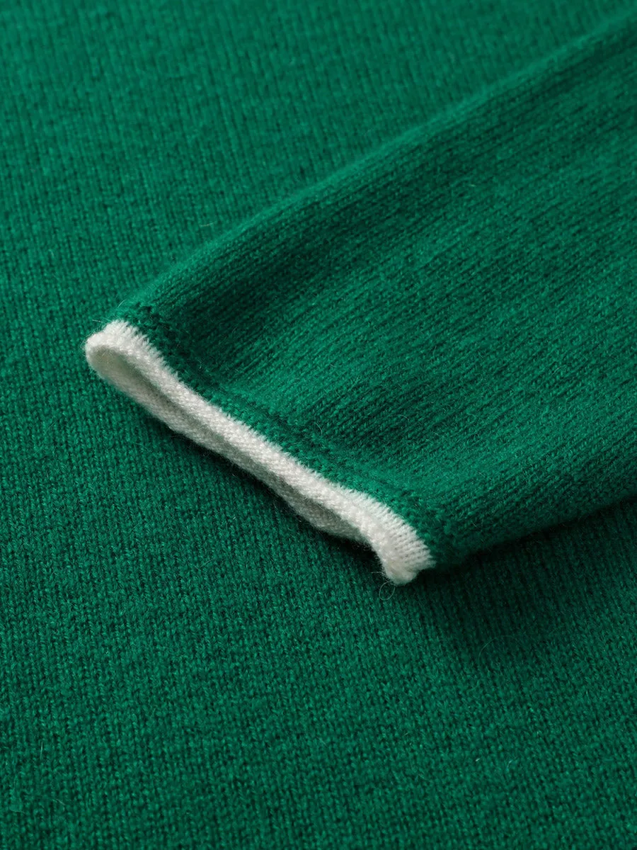 100% Cashmere Women's Ribbed Contrast Trim Sweater sold by COMOBOCA product image thumbnail 5