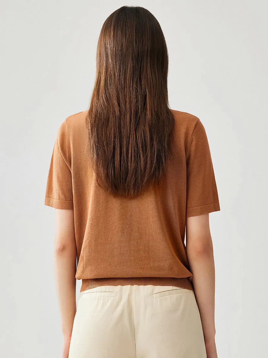 Women's Cotton Silk Jeweled Neckline T-Shirt sold by COMOBOCA product image thumbnail 4