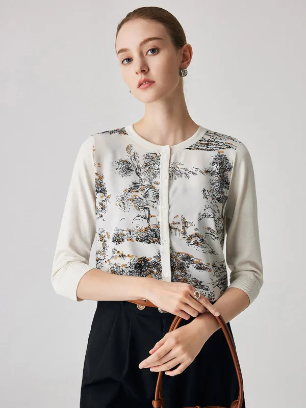 Women's Floral Patterned Button-Down Cardigan sold by COMOBOCA