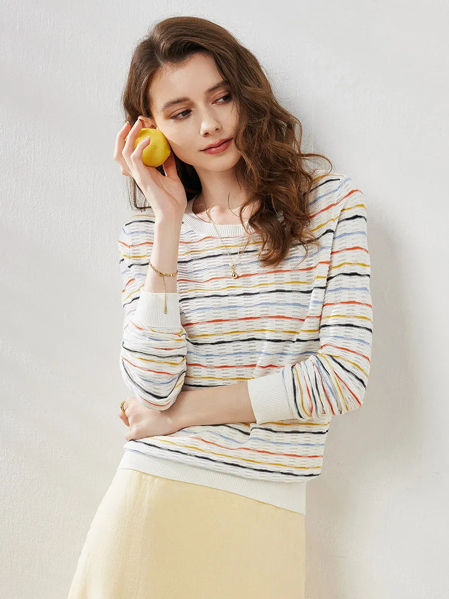 Women's Colorful Striped Knit Sweater sold by COMOBOCA