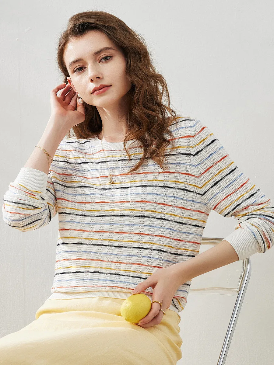 Women's Colorful Striped Knit Sweater sold by COMOBOCA product image thumbnail 3