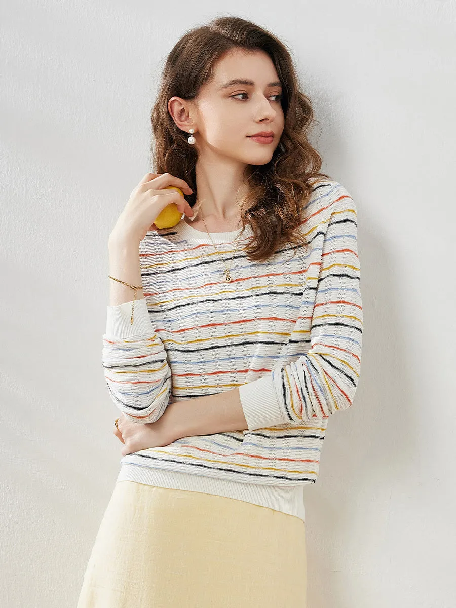 Women's Colorful Striped Knit Sweater sold by COMOBOCA product image thumbnail 2