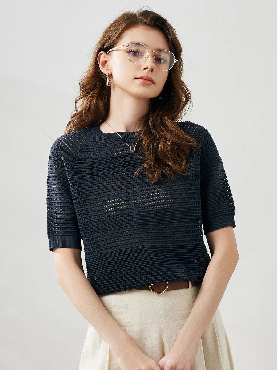 Women's Ribbed Perforated T-Shirt sold by COMOBOCA