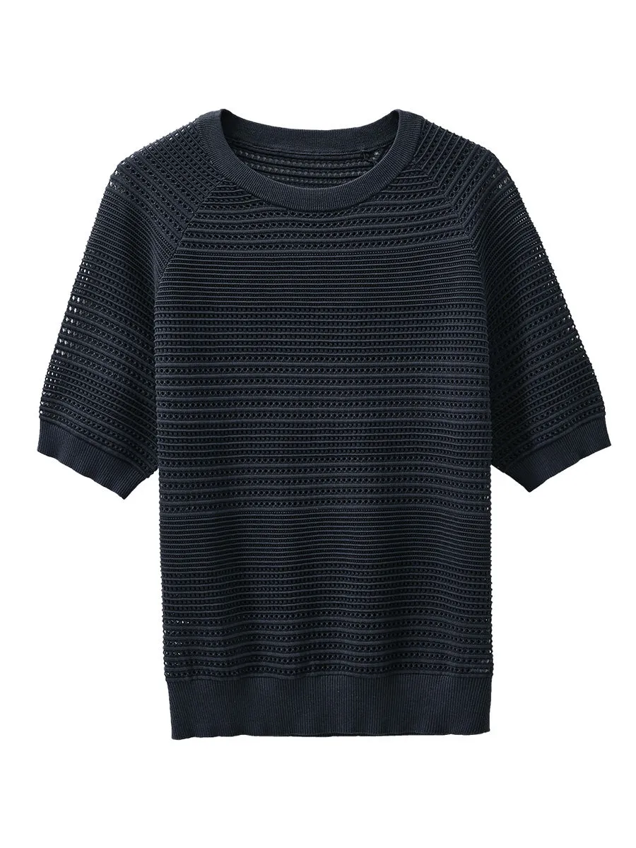 Women's Ribbed Perforated T-Shirt sold by COMOBOCA product image thumbnail 5