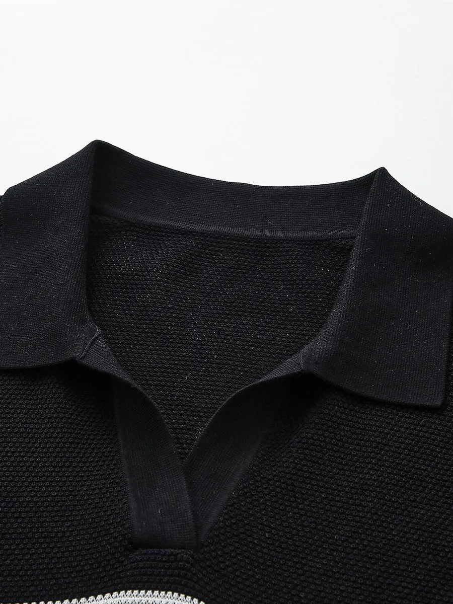 Women's Striped Knit Polo T-Shirt sold by COMOBOCA product image thumbnail 5