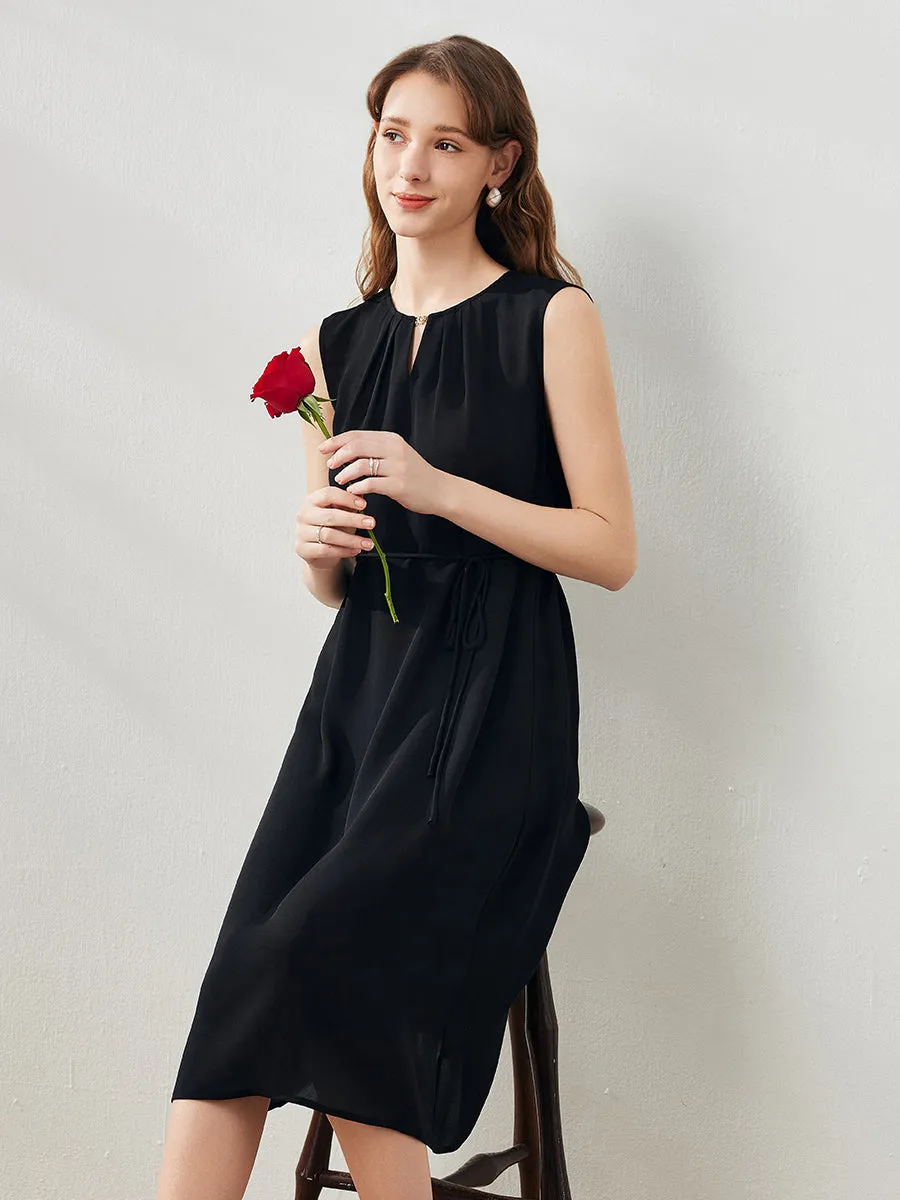 100% Mulberry Silk Women's Sleeveless Midi Dress sold by COMOBOCA product image thumbnail 2