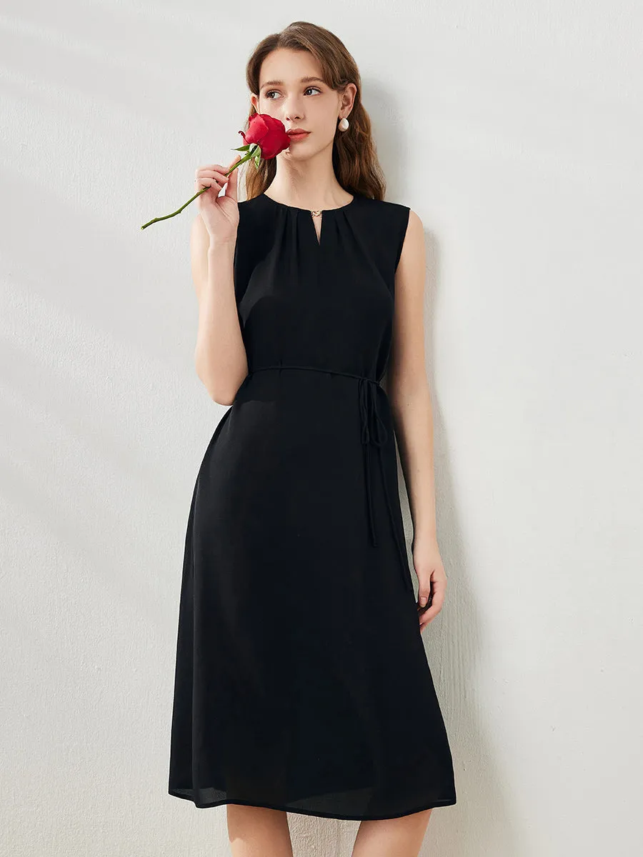 100% Mulberry Silk Women's Sleeveless Midi Dress sold by COMOBOCA product image thumbnail 3