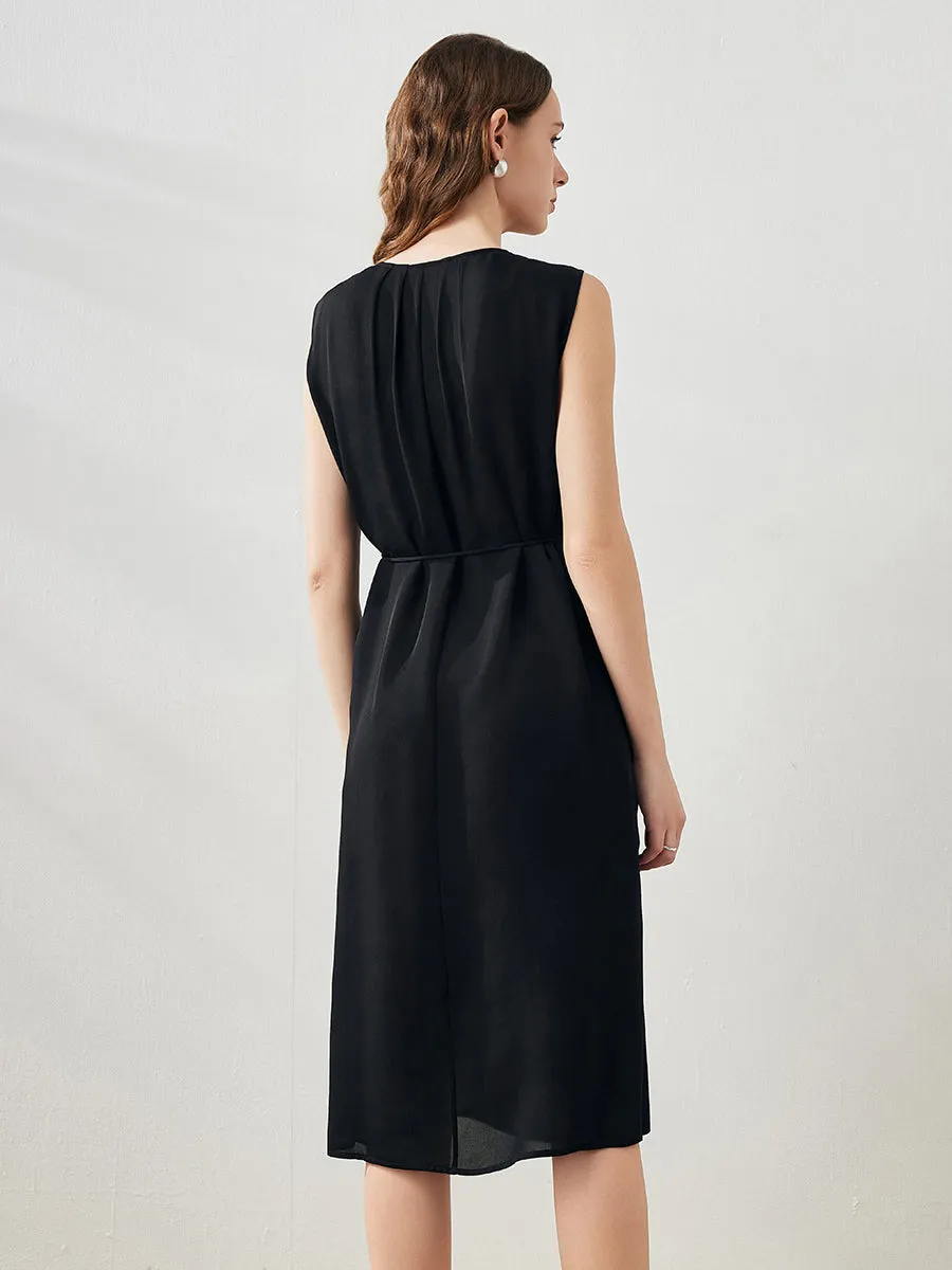 100% Mulberry Silk Women's Sleeveless Midi Dress sold by COMOBOCA product image thumbnail 4