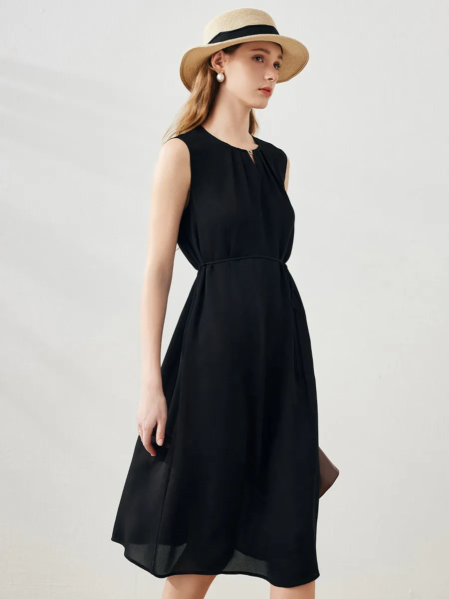 100% Mulberry Silk Women's Sleeveless Midi Dress sold by COMOBOCA product image thumbnail 5