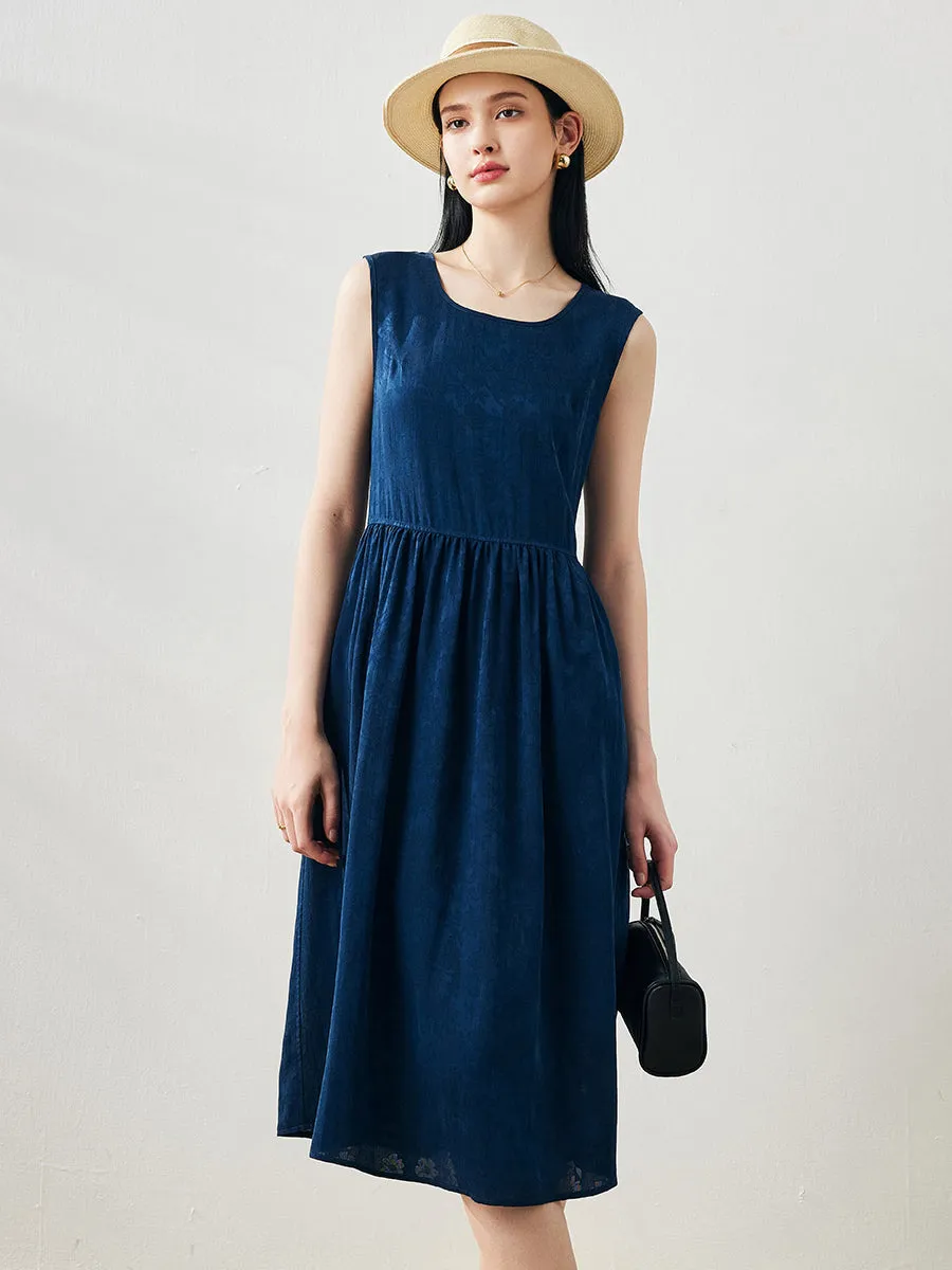 100% Mulberry Silk Women's Sleeveless Midi Dress sold by COMOBOCA