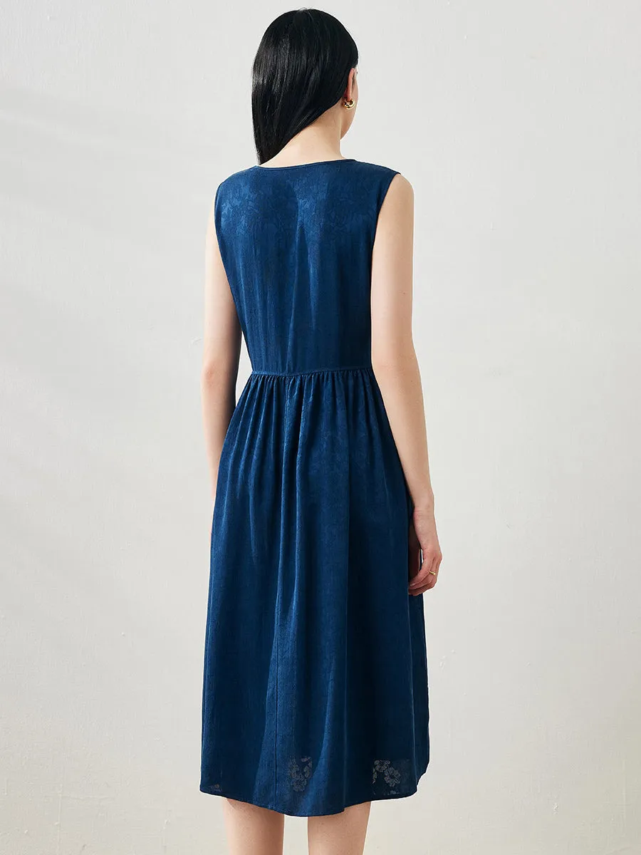 100% Mulberry Silk Women's Sleeveless Midi Dress sold by COMOBOCA product image thumbnail 5