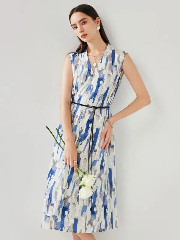 COMOBOCA Women's Sleeveless Wrap V-Neck Midi Silk Dress sold by COMOBOCA