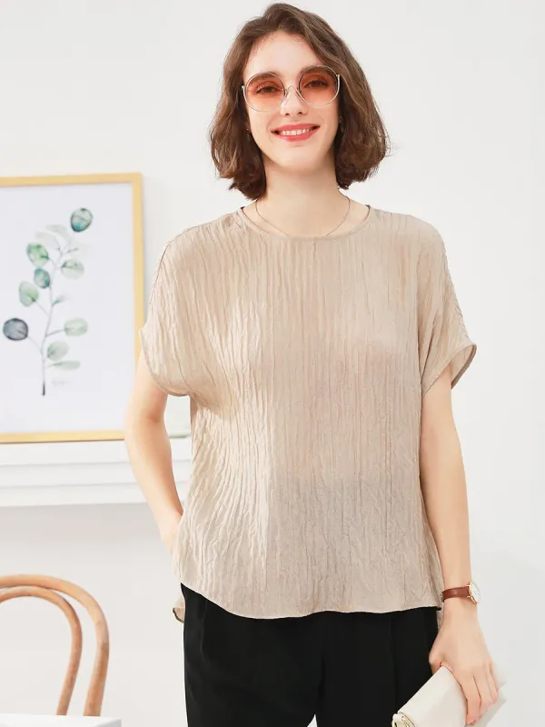 100% Mulberry Silk Women's Textured T-Shirt sold by COMOBOCA