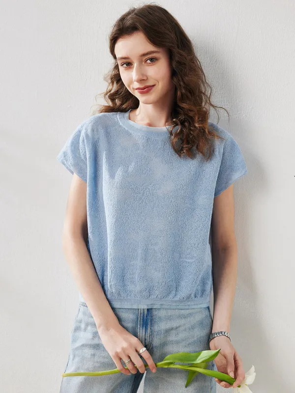 Women's Lace Patterned Knit T-Shirt sold by COMOBOCA