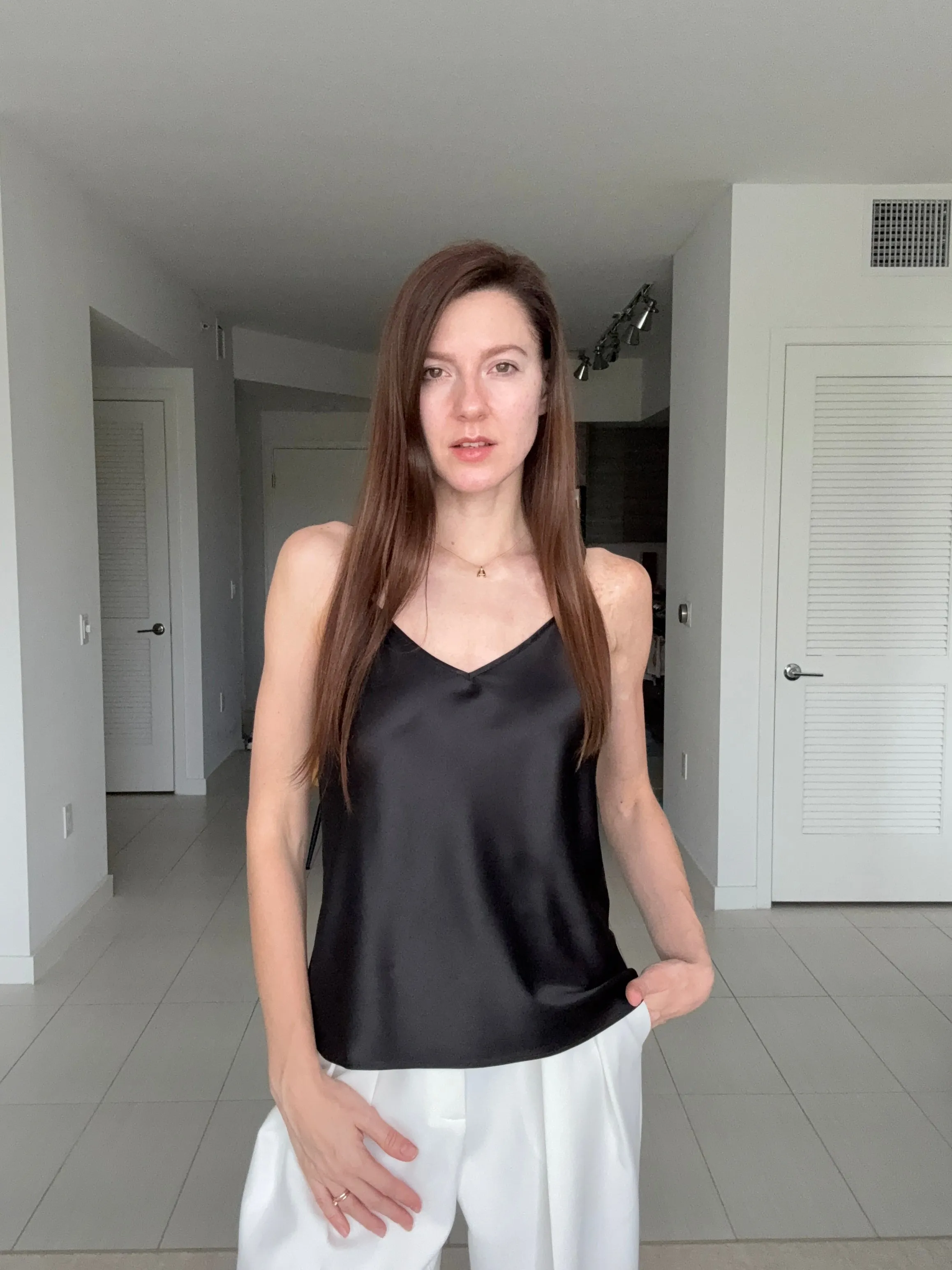 Women's V-Neck Adjustable Straps Silk Camisole sold by COMOBOCA product image thumbnail 2