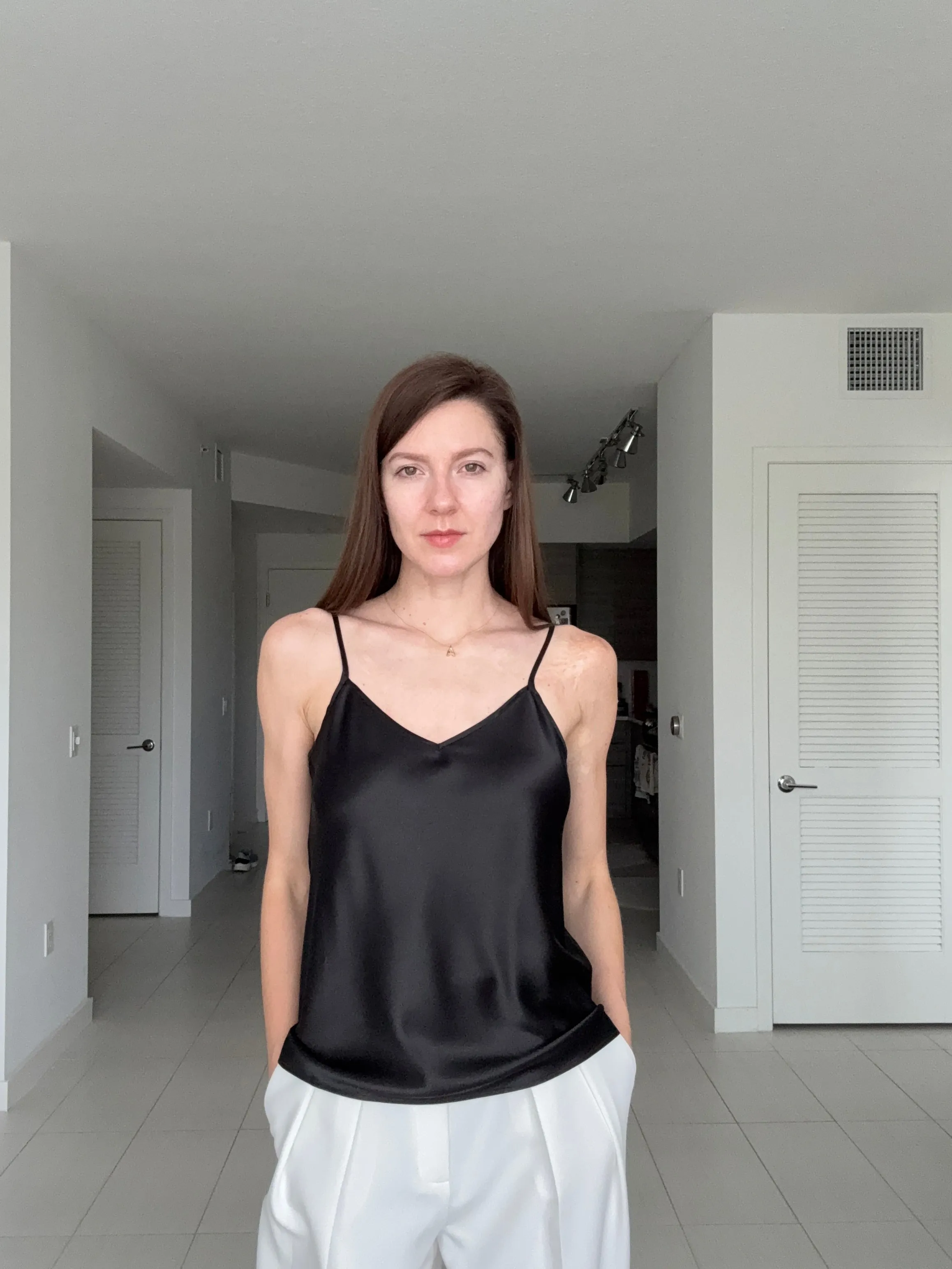 Women's V-Neck Adjustable Straps Silk Camisole sold by COMOBOCA