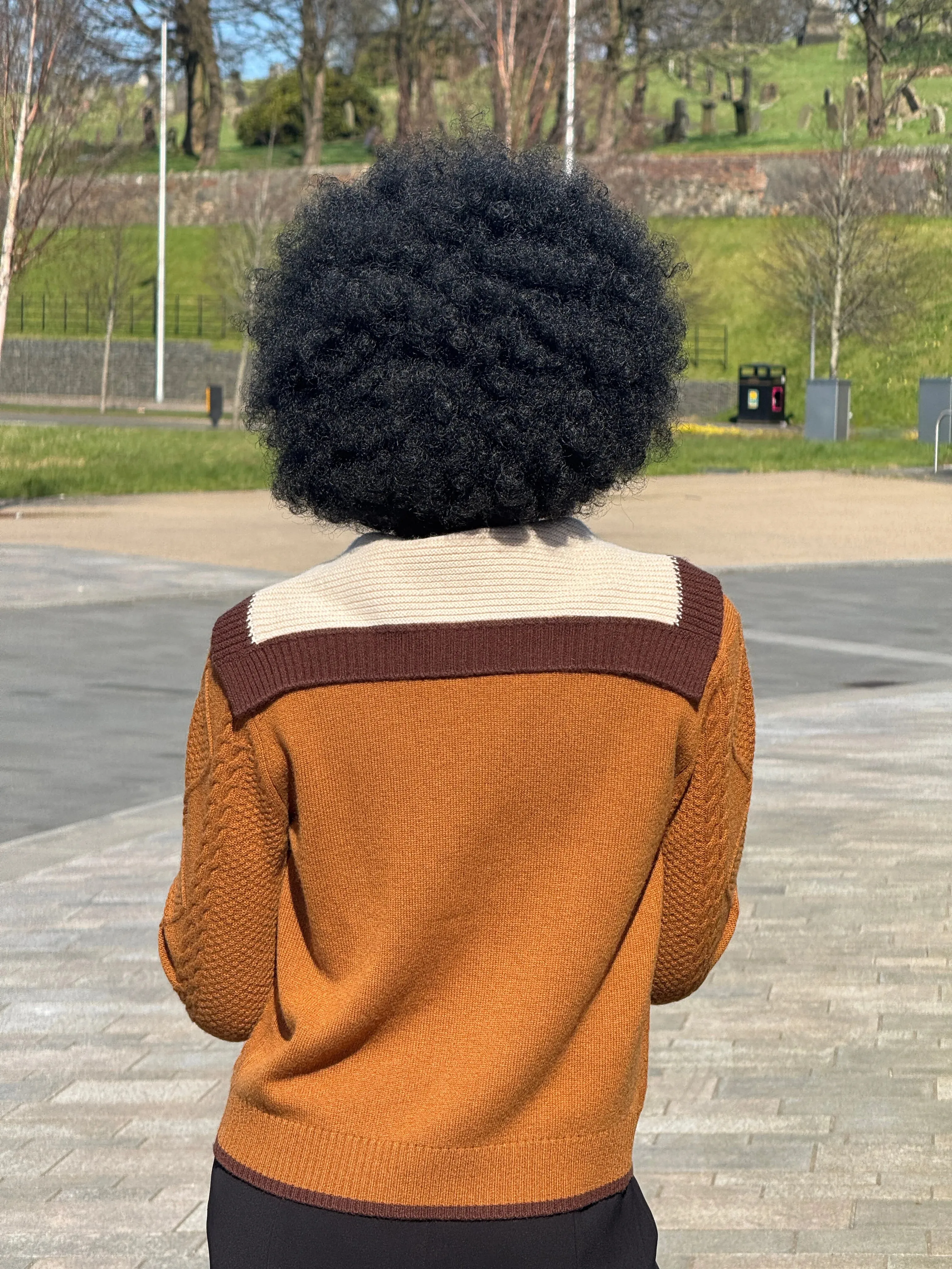 100% Wool Women's Cable Knit Sweater with Bow Collar sold by COMOBOCA product image thumbnail 3