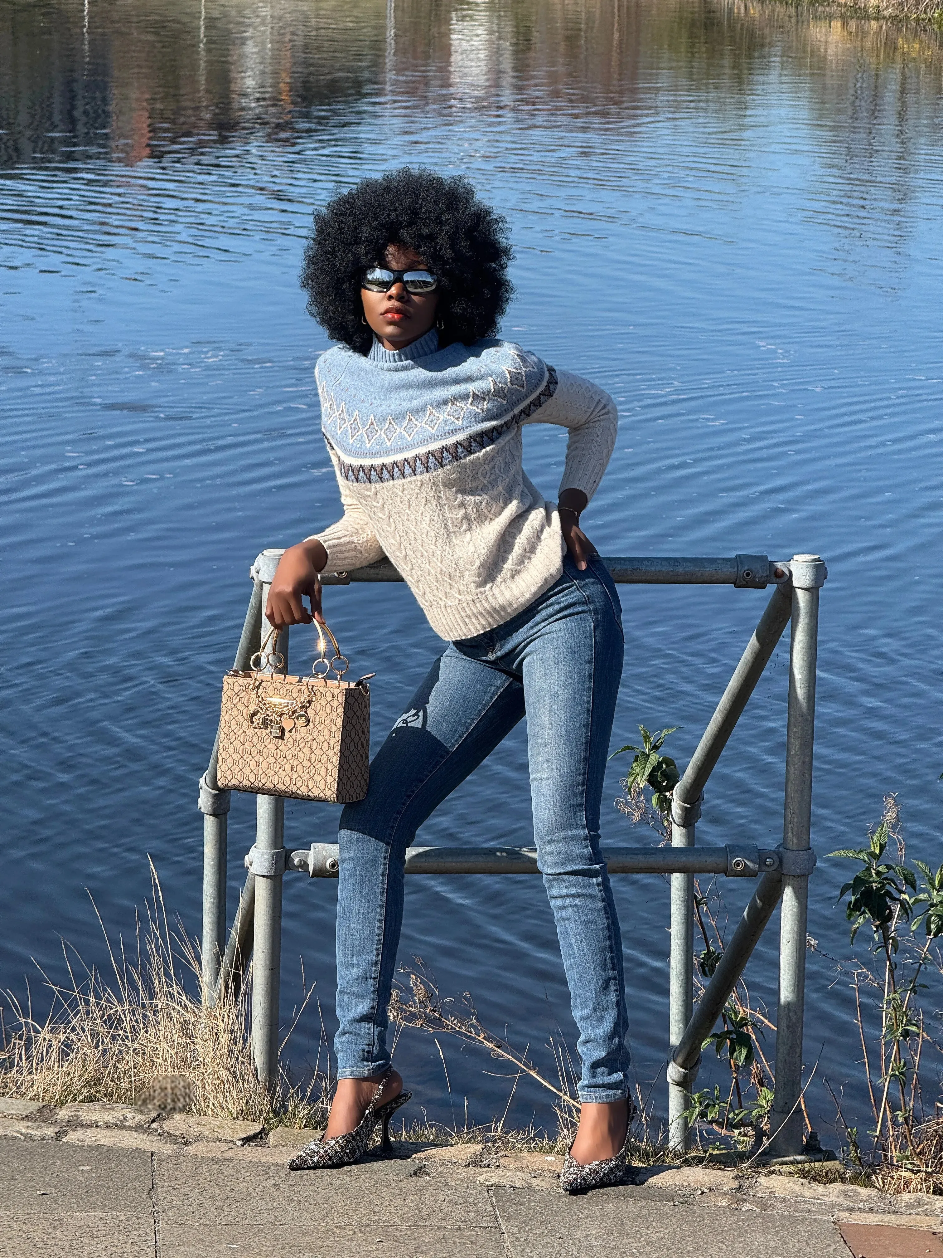 100% Cashmere Women's Mock Neck Nordic Cable Knit Sweater sold by COMOBOCA