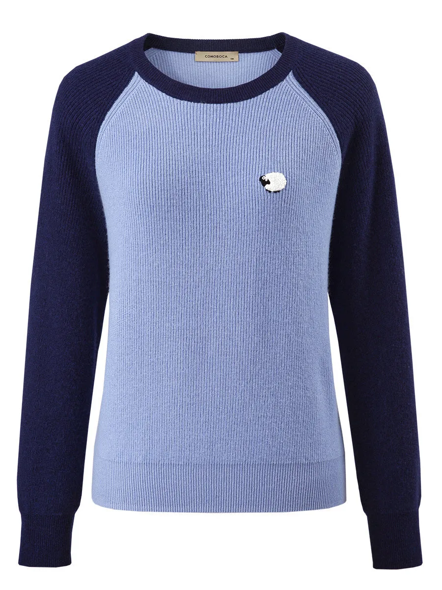 100% Wool Women's Contrast Sleeve Sweater sold by COMOBOCA