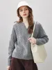 100% Wool Women's V-Neck Cable Knit Sweater sold by COMOBOCA