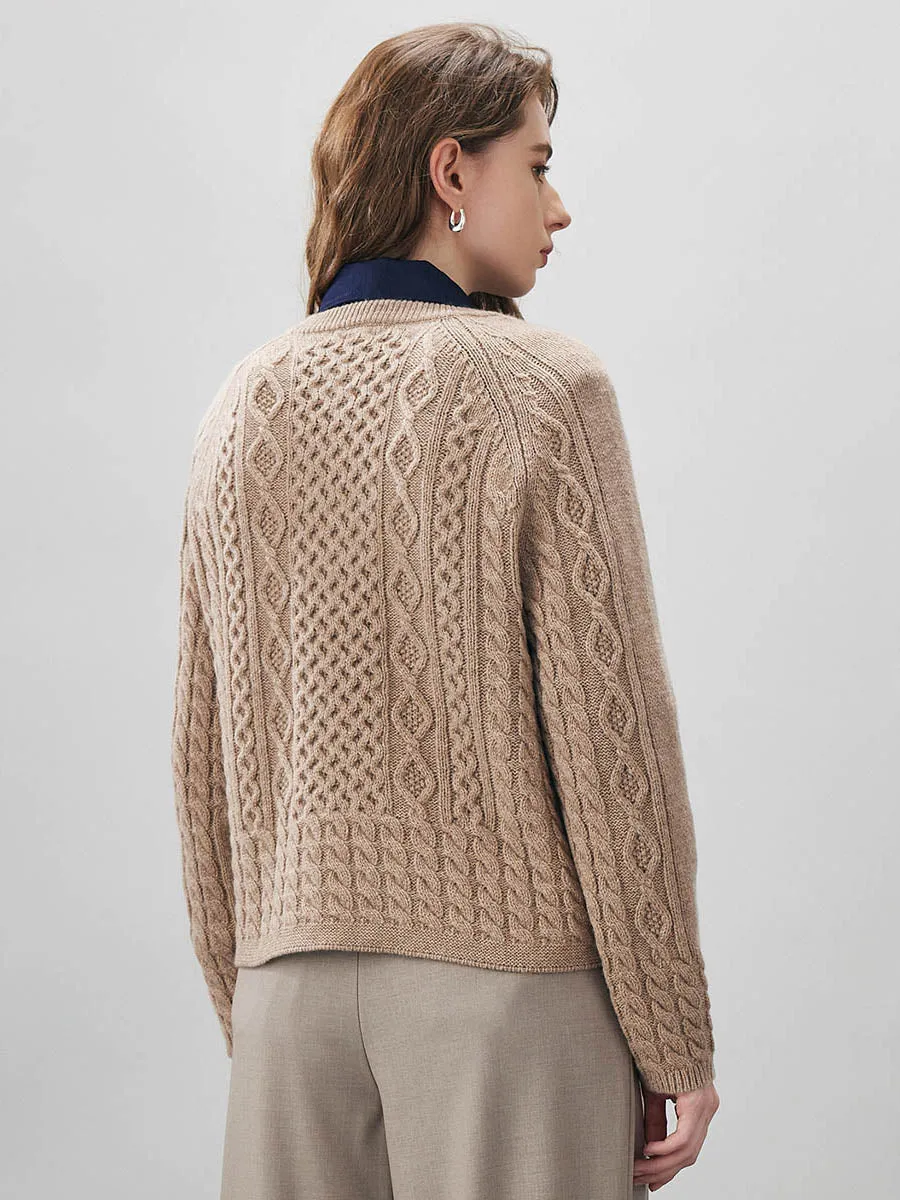 100% Wool Women's Cable Knit Button Cardigan sold by COMOBOCA product image thumbnail 3