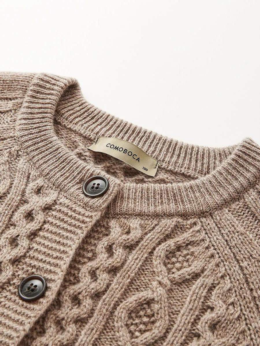 100% Wool Women's Cable Knit Button Cardigan sold by COMOBOCA product image thumbnail 5