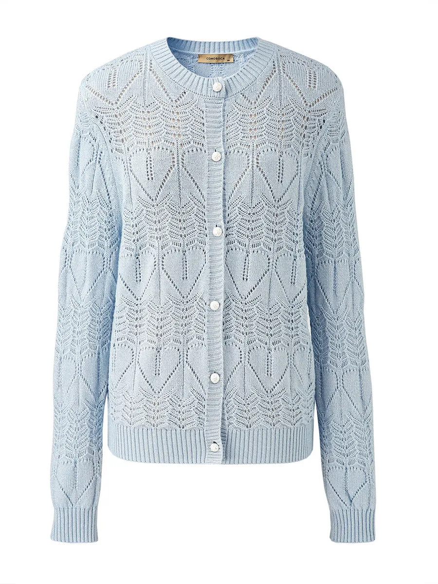 Women's Chic Heart Patterned Button Cardigan sold by COMOBOCA product image thumbnail 4