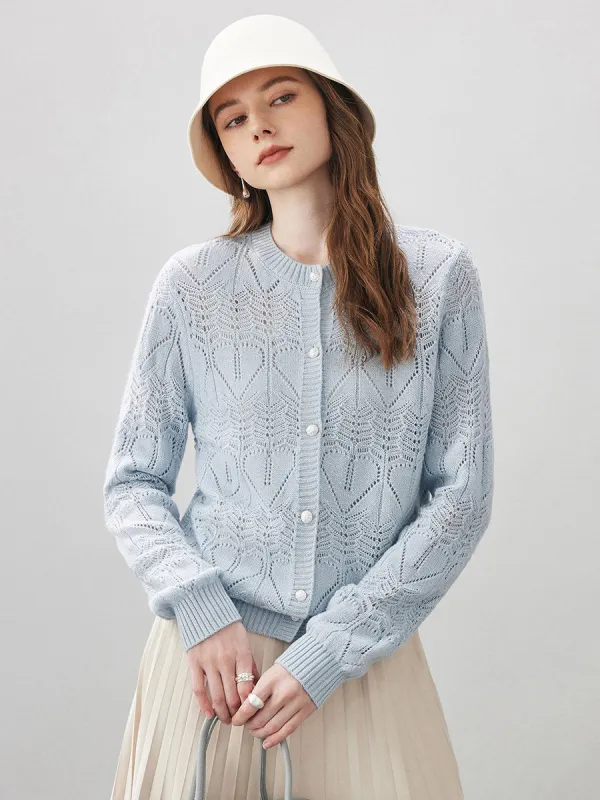 Women's Chic Heart Patterned Button Cardigan sold by COMOBOCA