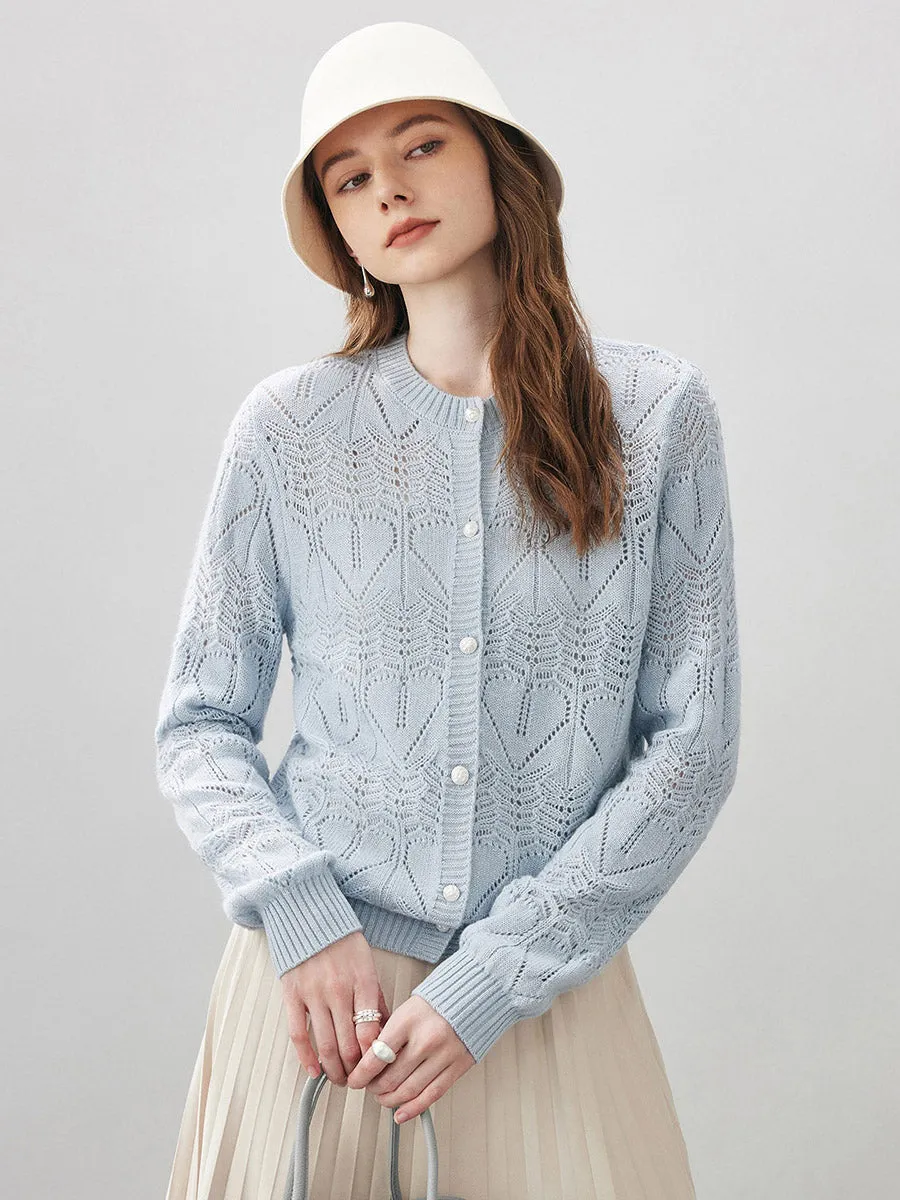 Women's Chic Heart Patterned Button Cardigan sold by COMOBOCA