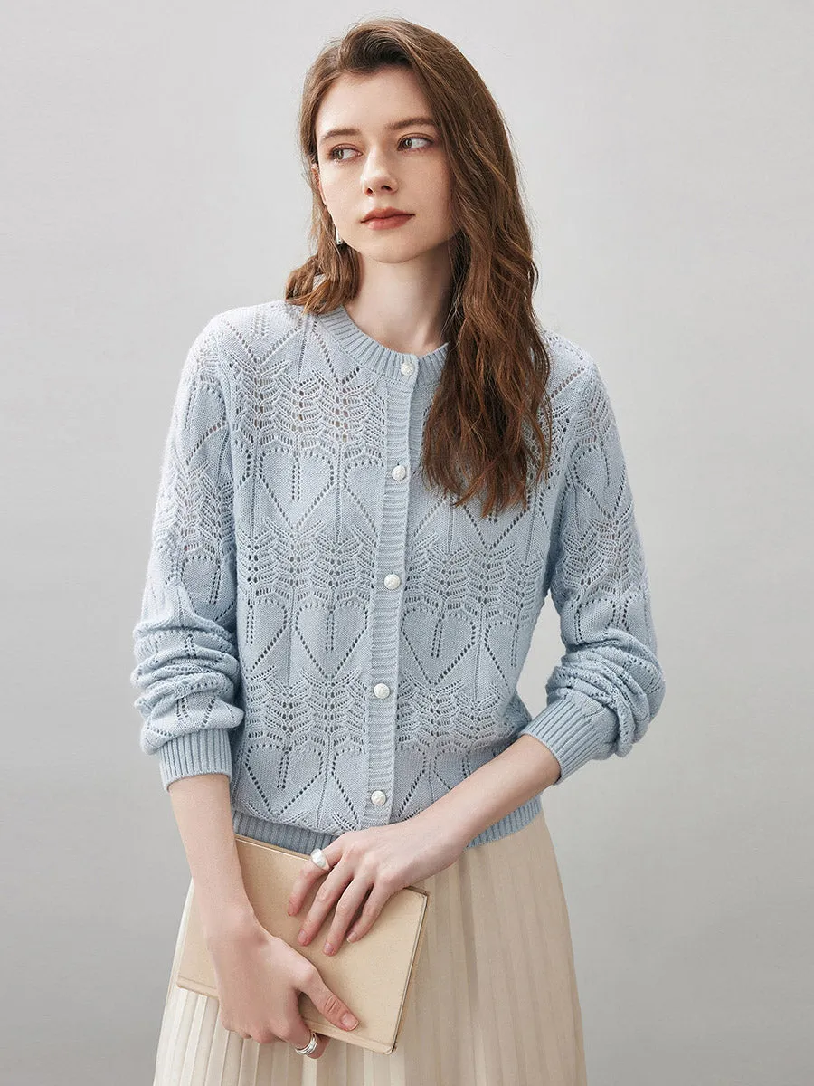 Women's Chic Heart Patterned Button Cardigan sold by COMOBOCA product image thumbnail 2