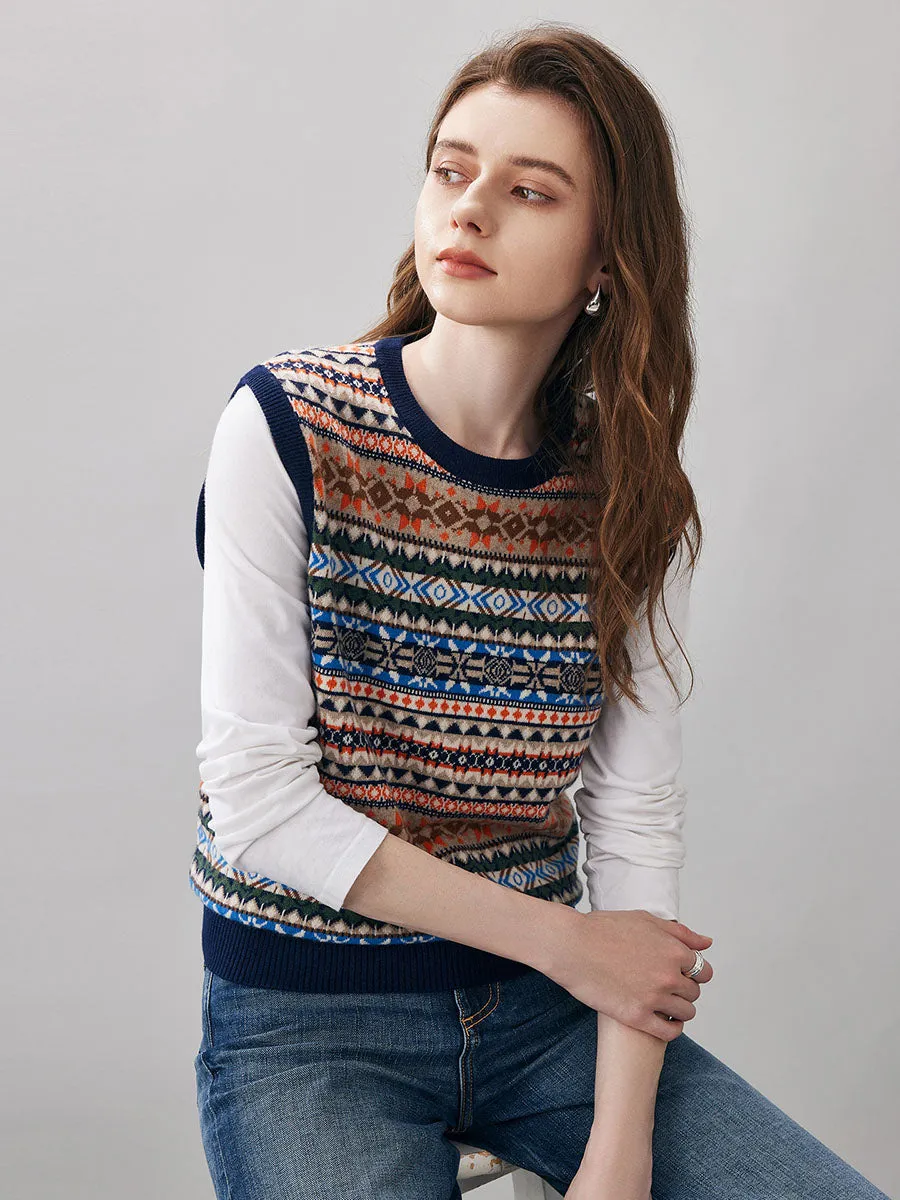 100% Wool Women's Fair Isle Knit Vest sold by COMOBOCA product image thumbnail 3
