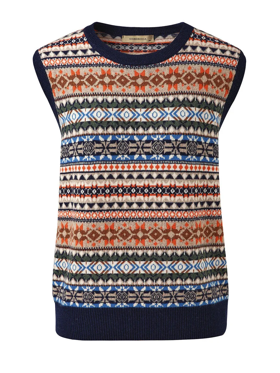 100% Wool Women's Fair Isle Knit Vest sold by COMOBOCA product image thumbnail 5
