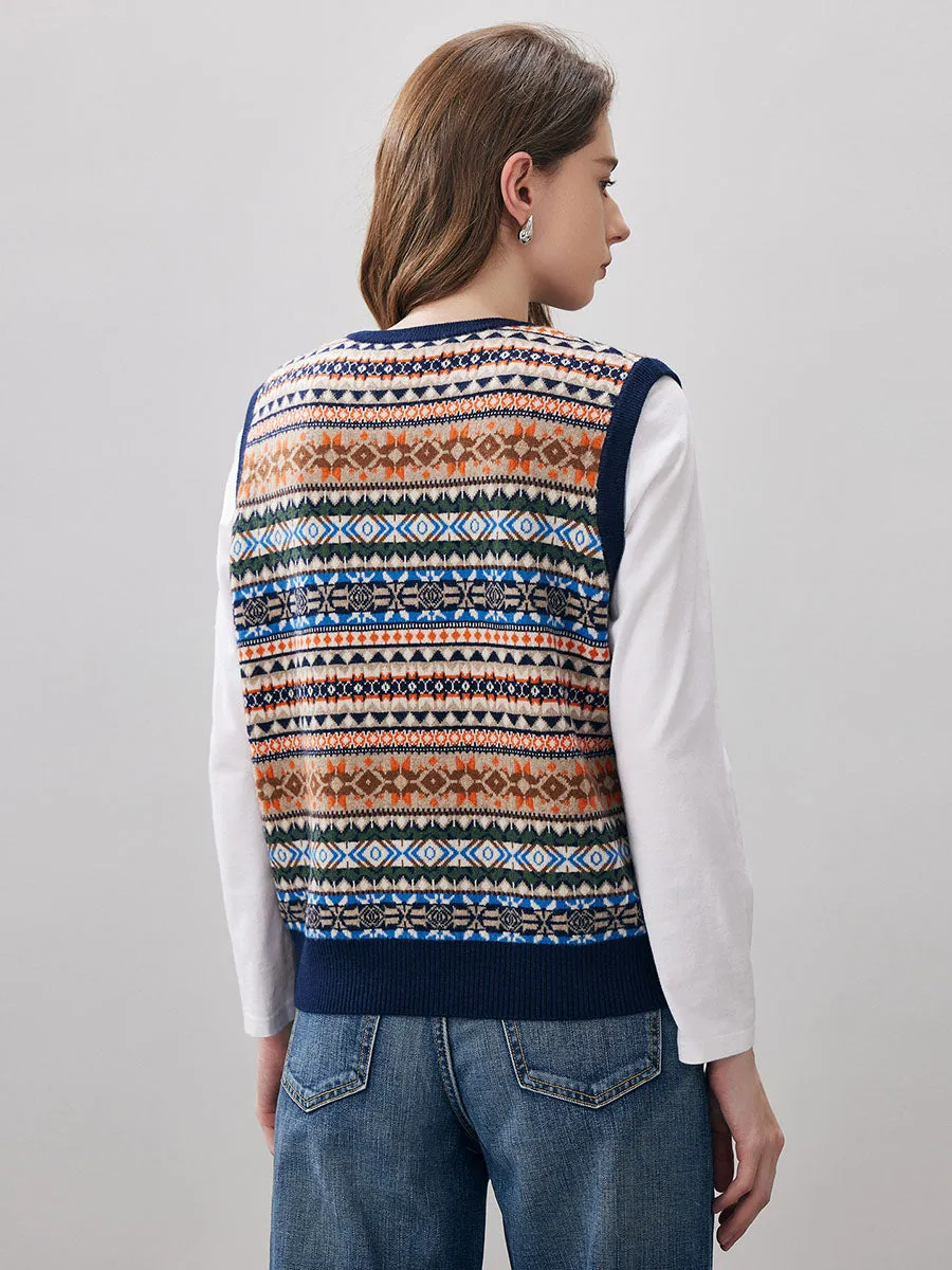 100% Wool Women's Fair Isle Knit Vest sold by COMOBOCA product image thumbnail 4