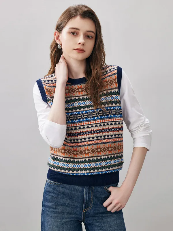 100% Wool Women's Fair Isle Knit Vest sold by COMOBOCA