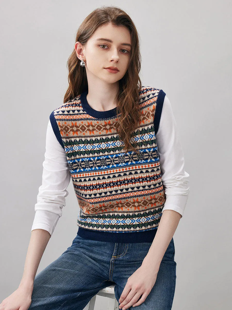 100% Wool Women's Fair Isle Knit Vest sold by COMOBOCA product image thumbnail 2