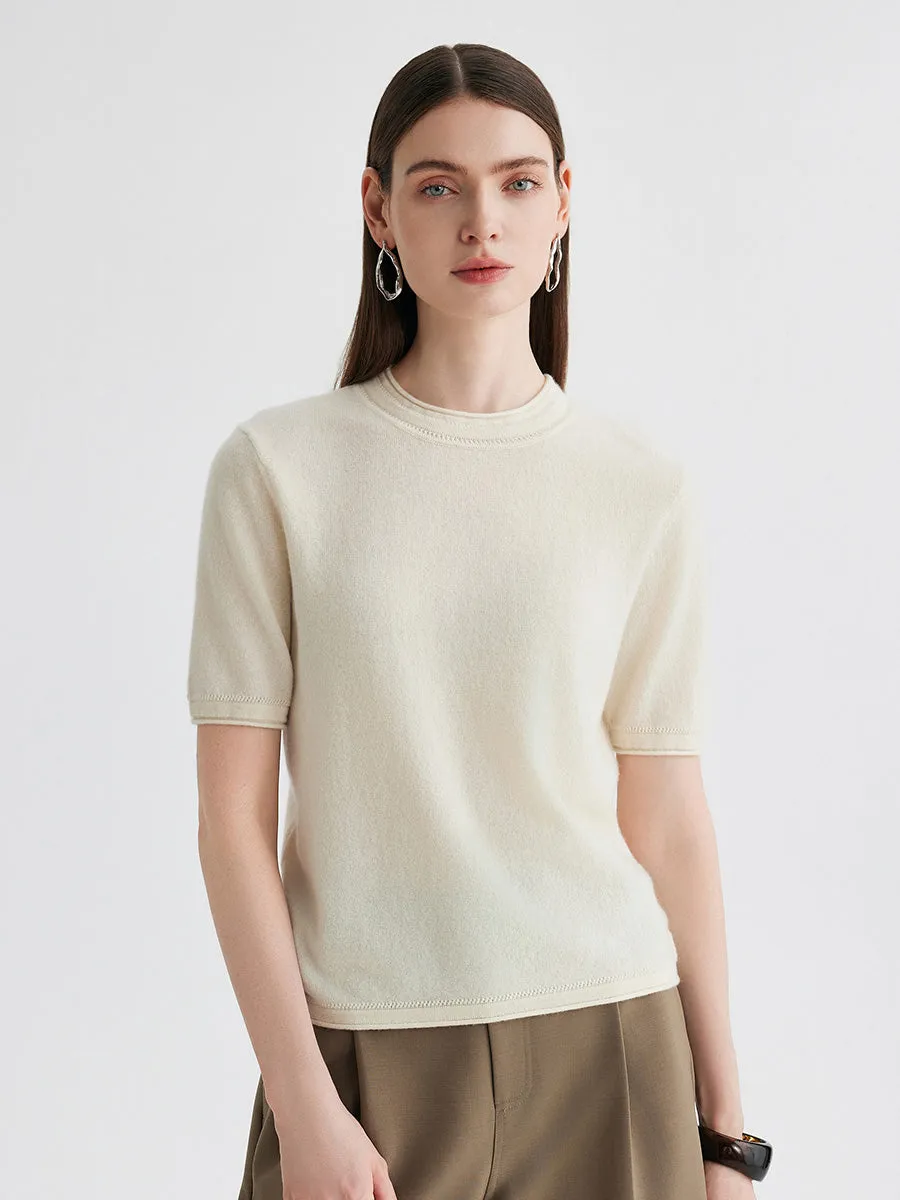 100% Cashmere Women's Round Neck T-Shirt sold by COMOBOCA product image thumbnail 3
