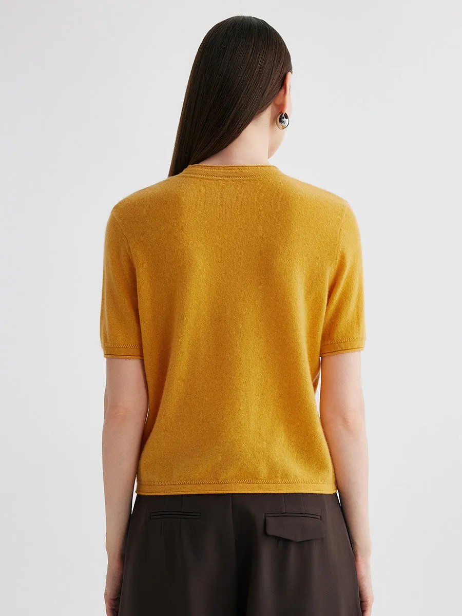 100% Cashmere Women's Round Neck T-Shirt sold by COMOBOCA product image thumbnail 4