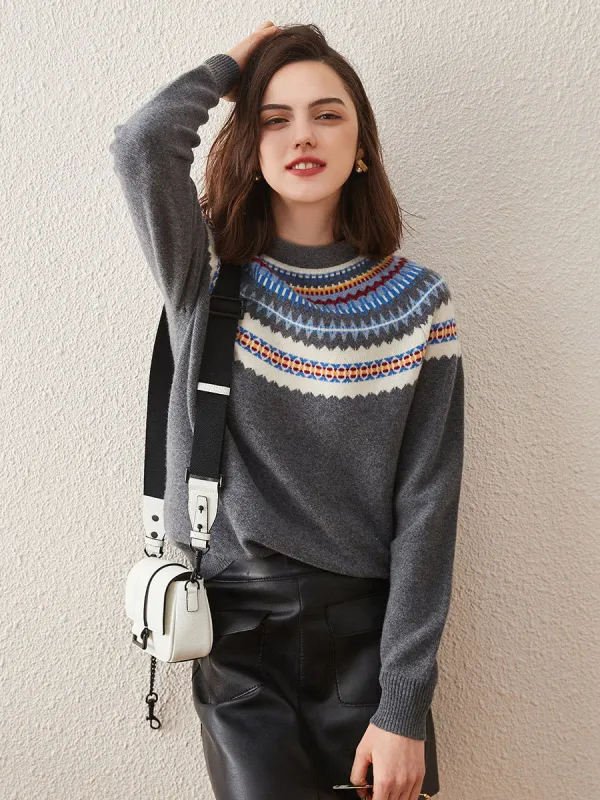 100% Cashmere Women's Fair Isle Knit Sweater sold by COMOBOCA