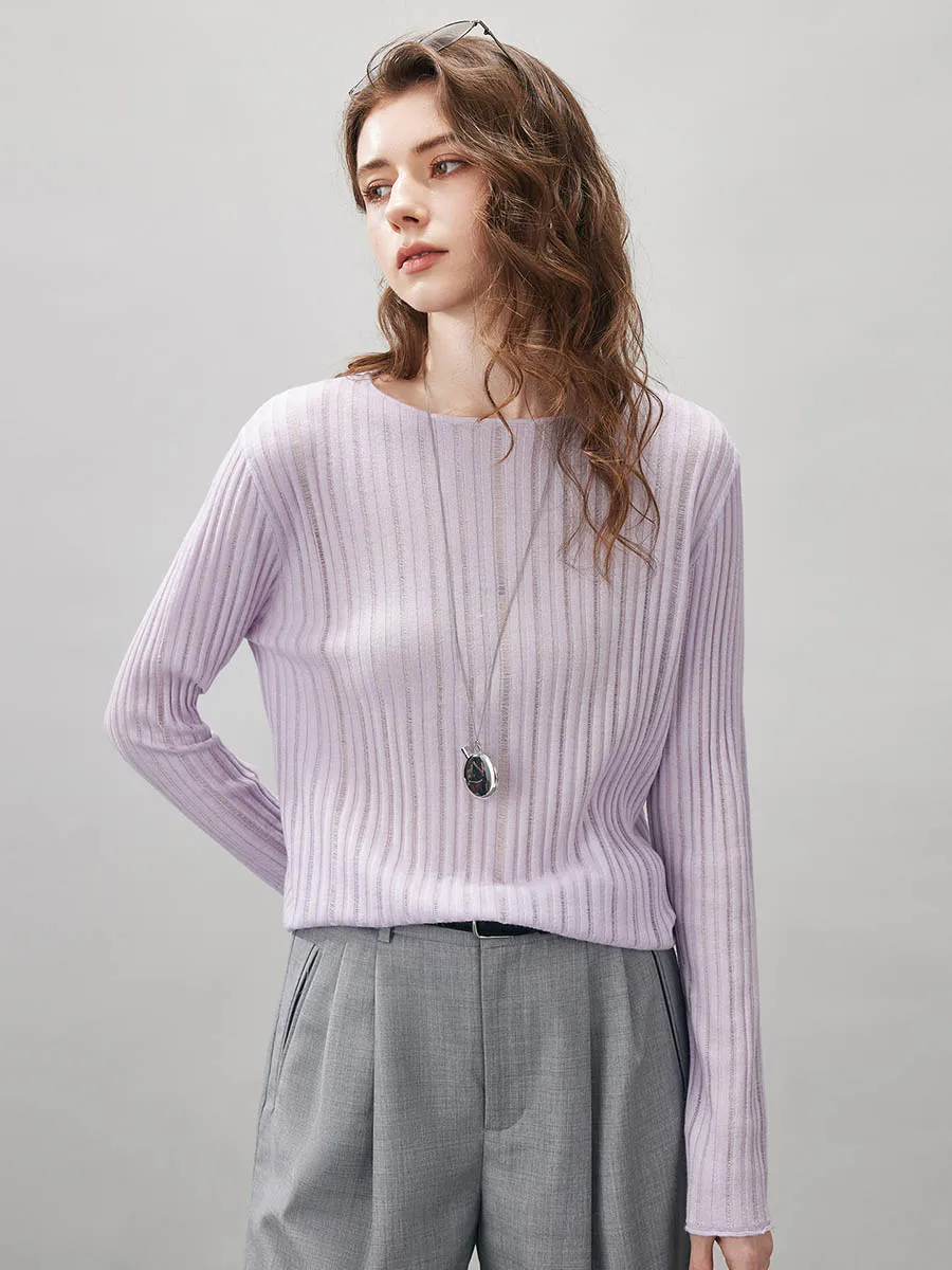 Women's Ribbed Round Neck Knit Sweater sold by COMOBOCA product image thumbnail 4