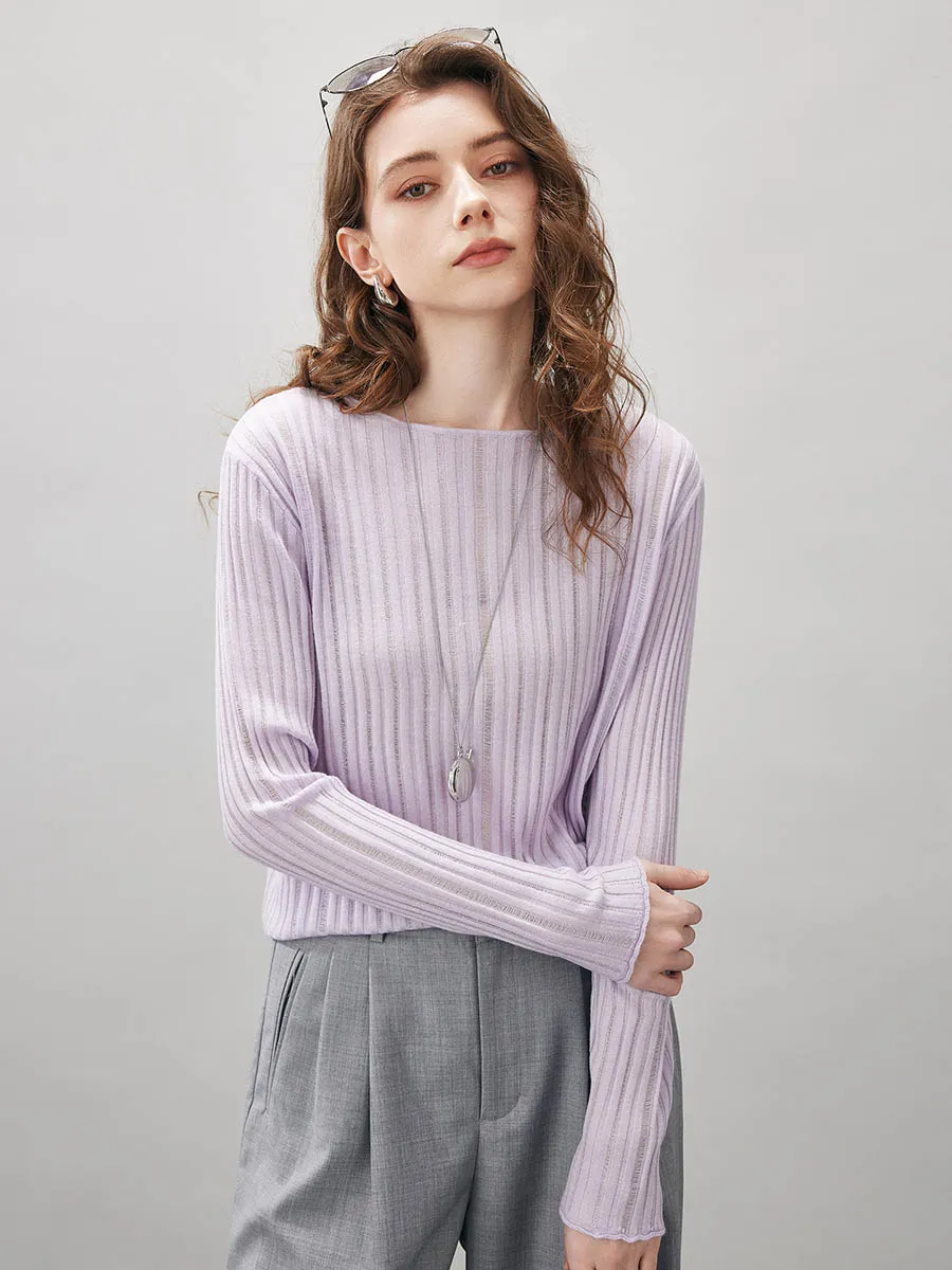 Women's Ribbed Round Neck Knit Sweater sold by COMOBOCA product image thumbnail 3