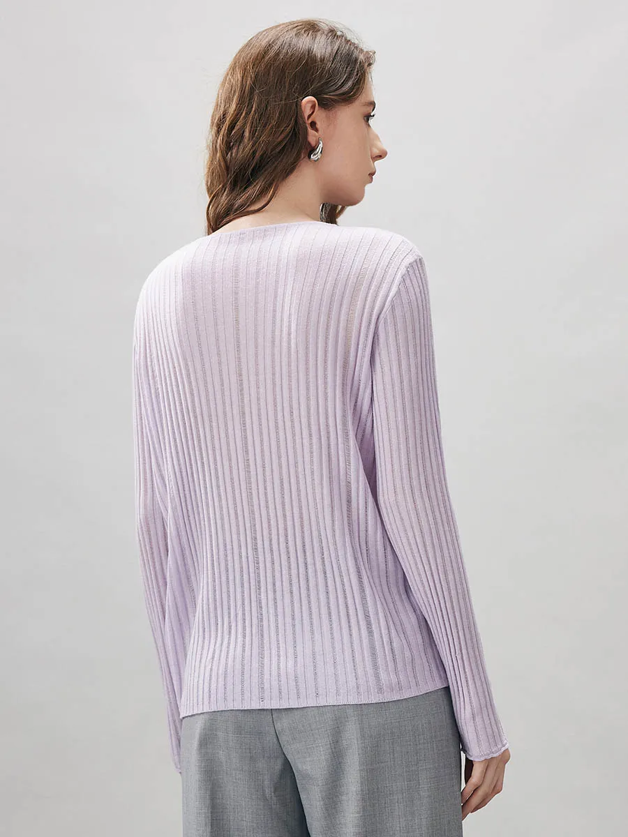 Women's Ribbed Round Neck Knit Sweater sold by COMOBOCA product image thumbnail 5