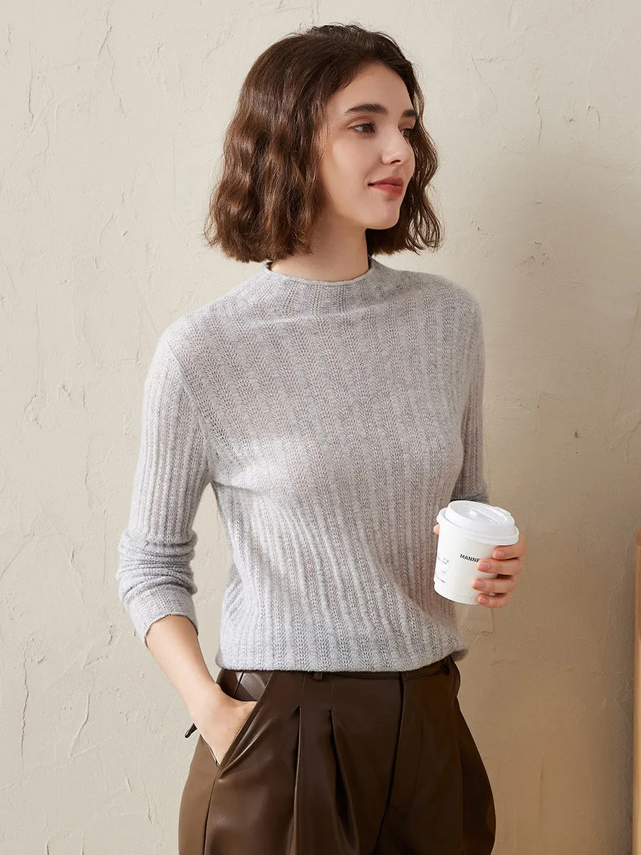 Women's Ribbed Mock Neck Knit Sweater sold by COMOBOCA product image thumbnail 5