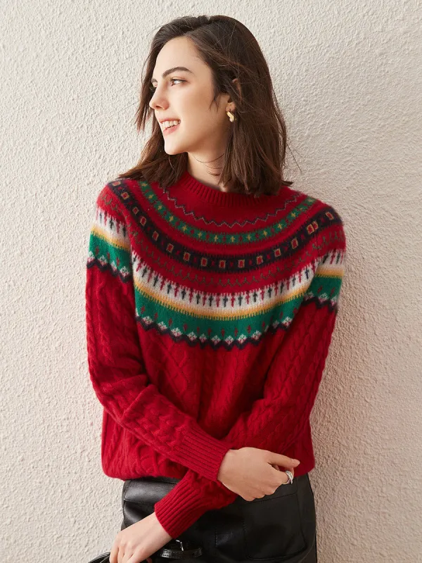 100% Cashmere Women's Fair Isle Sweater sold by COMOBOCA