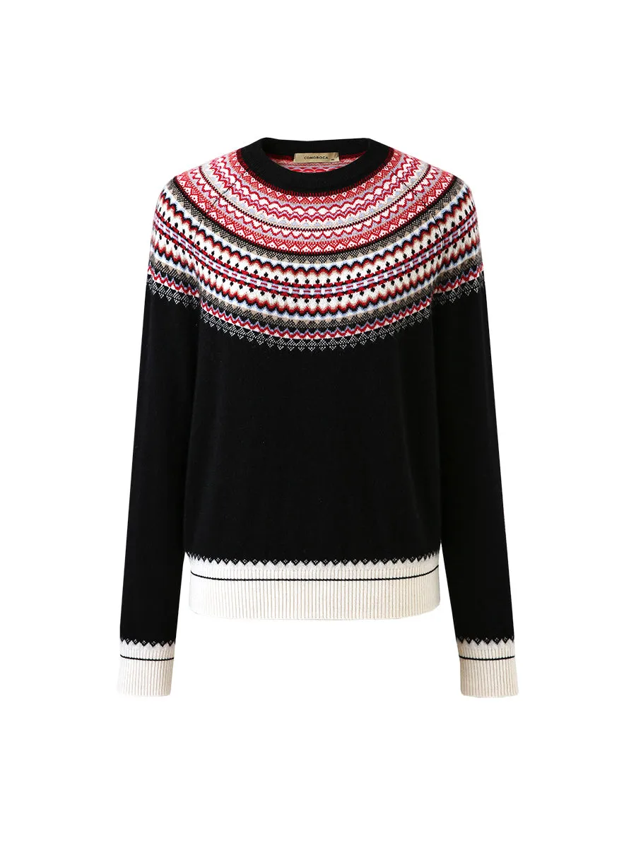 100% Cashmere Women's Fair Isle Knit Sweater sold by COMOBOCA product image thumbnail 3