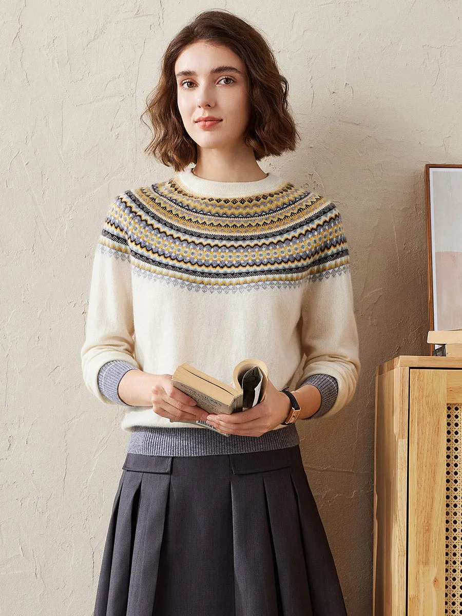 100% Cashmere Women's Fair Isle Knit Sweater sold by COMOBOCA product image thumbnail 5