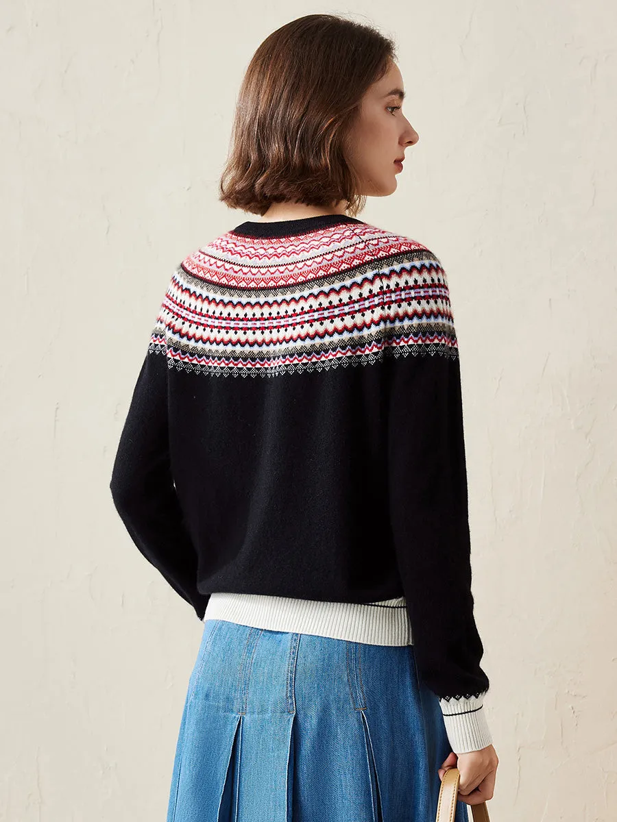 100% Cashmere Women's Fair Isle Knit Sweater sold by COMOBOCA product image thumbnail 2