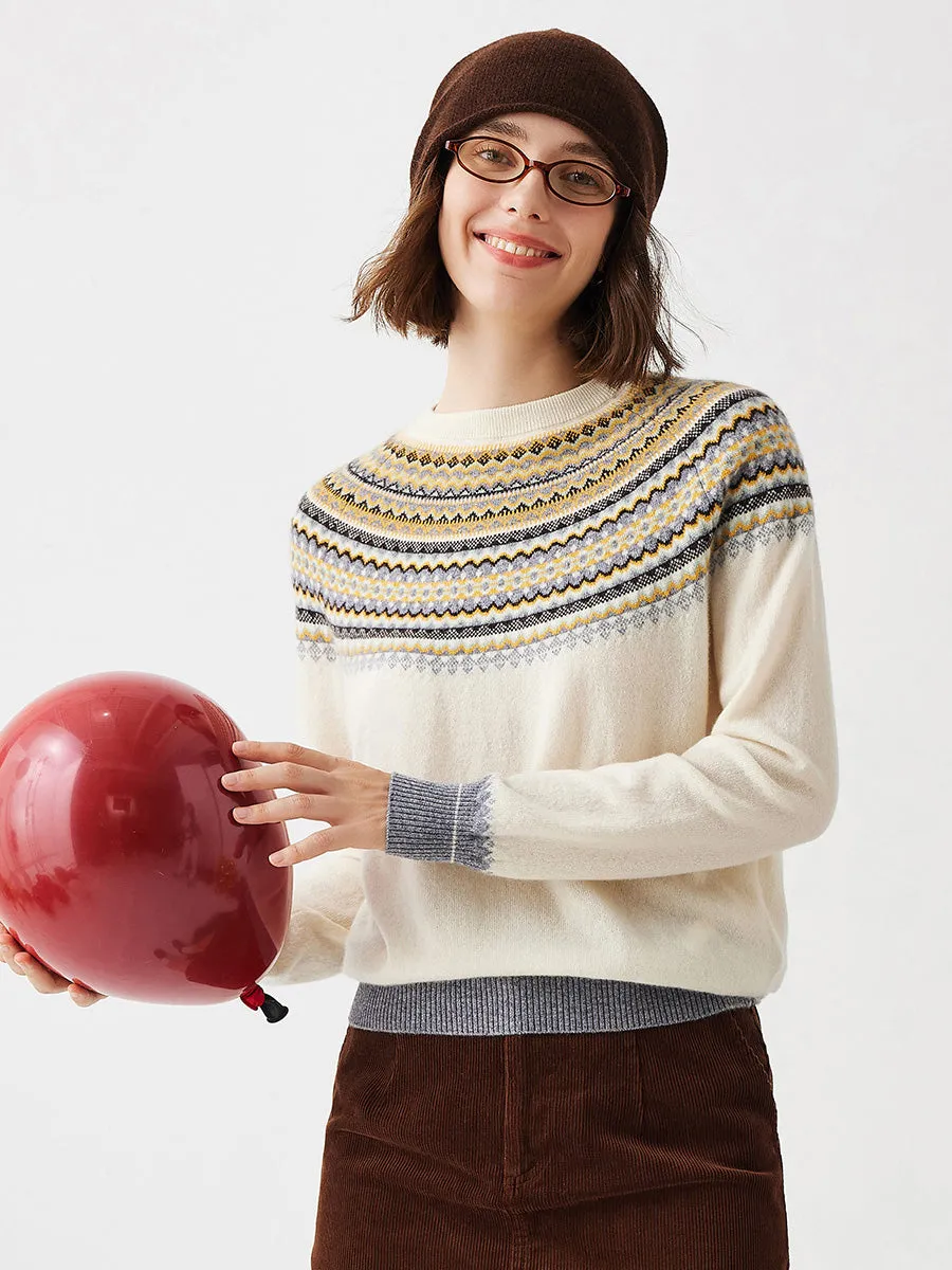 100% Cashmere Women's Fair Isle Knit Sweater sold by COMOBOCA product image thumbnail 4